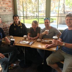 Enjoying coffee in a Korean bakery/cafe in Seoul.